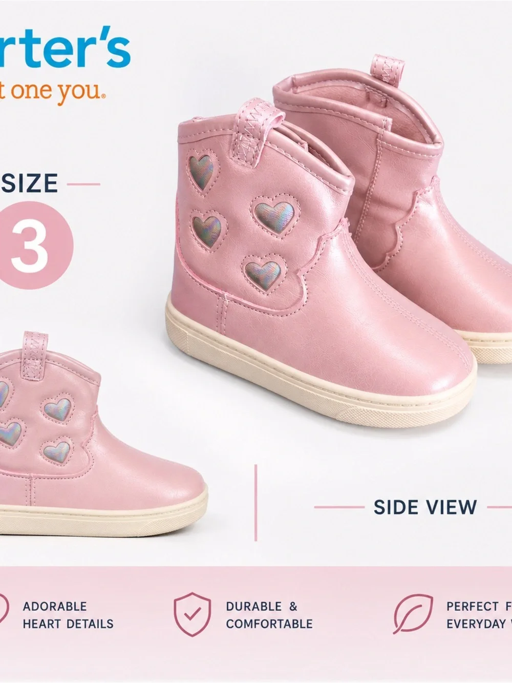 Carter's Pink Toddler Heart Accent Boots